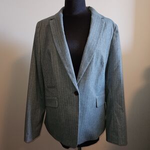 Banana Republic Factory Womens Blazer Size 12 Teal Green Herringbone